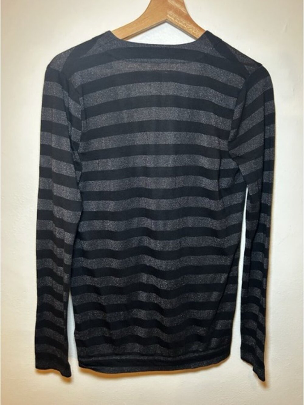 Hi Line Black And Silver Metallic‎ Lightweight Striped Cardigan Size S